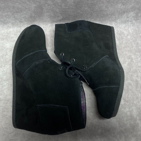 Black Suede BOBS Wedge Ankle Booties Womens Size 8 by Skechers - Picture 4 of 8